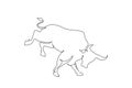 Single continuous line drawing wild bull attack. Elegance buffalo for conservation national park logo identity. Big strong bull Royalty Free Stock Photo