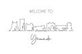 Single continuous line drawing Yaounde city skyline, Cameroon. Famous city scraper and landscape home decor wall art poster print