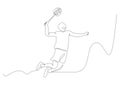 Single continuous line drawing of young agile badminton player jump and smash the ball. Sport exercise concept. Royalty Free Stock Photo