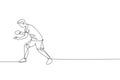 Single continuous line drawing of young agile man table tennis player do ball service. Sport exercise concept. Trendy one line Royalty Free Stock Photo