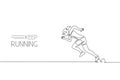 Single continuous line drawing of young agile woman runner focus practicing to run fast. Healthy lifestyle concept. Trendy one