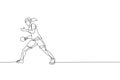 Single continuous line drawing of young agile woman table tennis player serve the ball. Sport exercise concept. Trendy one line