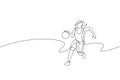 Single continuous line drawing of young healthy basketball female player dribbling. Competitive sport concept. Trendy one line Royalty Free Stock Photo