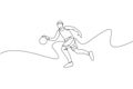 Single continuous line drawing of young healthy basketball player dribbling a ball. Competitive sport concept. Trendy one line Royalty Free Stock Photo