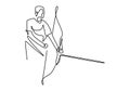 Single continuous line drawing of young professional archer man, focus to shooting the target. Playing archery sports. Healthy