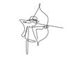 Single continuous line drawing of young professional archer man, focus to shooting the target. Playing archery sports. Healthy