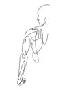 Male Figure Dorsal Back View One Continuous Line Vector Graphic