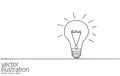 Single continuous one line art idea light bulb. Creative solution team work lamp concept design sketch outline drawing Royalty Free Stock Photo