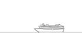 Single continuous one line art ocean travel vacation. Sea voyage holiday tropical island ship liner cruise journey