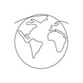 Single continuous one line drawing of globe sphere, planet Earth map. Planet logotype simple black graphic line logo Royalty Free Stock Photo