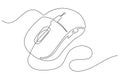 Single continuous outline of a pc mouse line art illustration Royalty Free Stock Photo