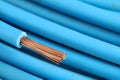 Single Core Blue Stranded Insulated Copper Electrical Conductor Closeup Macro View Royalty Free Stock Photo