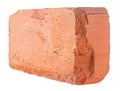 Single cracked old red brick isolated on white background. Solid clay brick Royalty Free Stock Photo
