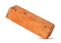 Single cracked old red or orange brick isolated on white background with clipping path. Overlay