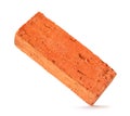 Single cracked old red or orange brick isolated on white background with clipping path