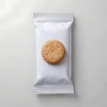Single cracker on white packaging isolated on white background, top view mockup template mockup image Royalty Free Stock Photo