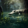 Single crocodile floating in water Royalty Free Stock Photo