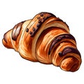 Single croissant closeup, isolated on white background