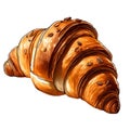 Single croissant closeup, isolated on white background