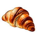 Single croissant closeup, isolated on white background