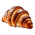 Single croissant closeup, isolated on white background