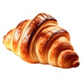 Single croissant closeup, isolated on white background