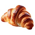 Single croissant closeup, isolated on white background