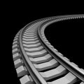 Single curved railroad track isolated Royalty Free Stock Photo