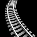 Single curved railroad track isolated Royalty Free Stock Photo