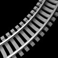 Single curved railroad track isolated Royalty Free Stock Photo