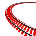 Single curved railroad track isolated