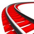 Single curved railroad track isolated Royalty Free Stock Photo