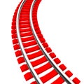 Single curved railroad track isolated Royalty Free Stock Photo