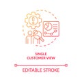 Single customer view red gradient concept icon