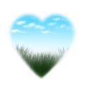 Single Cute valentines love heart with outdoors sky grass theme background vector