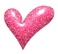 Single 3d pink jelly candy heart with glitters. Happy Valentine\'s day clip art for banner or letter template