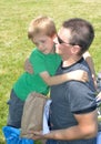 Father and son at school picnic Royalty Free Stock Photo