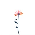 Whimsical Minimalist Orange Flower Illustration On White Background