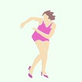 Single dancing woman in short pink dress.