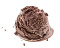 Single dark chocolate ice cream scoop with chocolate sprinkles side