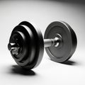 A Single Adjustable Dumbbell with Multiple Weight Plates on a White Background fitness exercise Royalty Free Stock Photo