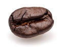 Single dark roasted coffee bean isolated on white Royalty Free Stock Photo