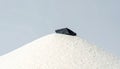 A Single Dark Stone Atop a White Summit Royalty Free Stock Photo