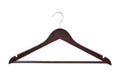 Single dark wooden hanger isolated