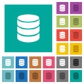 Single database square flat multi colored icons