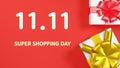 11.11 Single day sale. Banner gift boxes Royalty Free Stock Photo