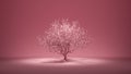 Single decidious old tree in monochrome pink color environment, 3d rendering Royalty Free Stock Photo