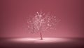 Single decidious old tree in monochrome pink color environment, 3d rendering Royalty Free Stock Photo