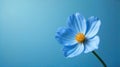 A single delicate light blue flower against a vibrant sky blue background. Generative AI Royalty Free Stock Photo
