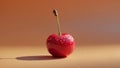 A Single Dewy Cherry on an Orange Background Royalty Free Stock Photo